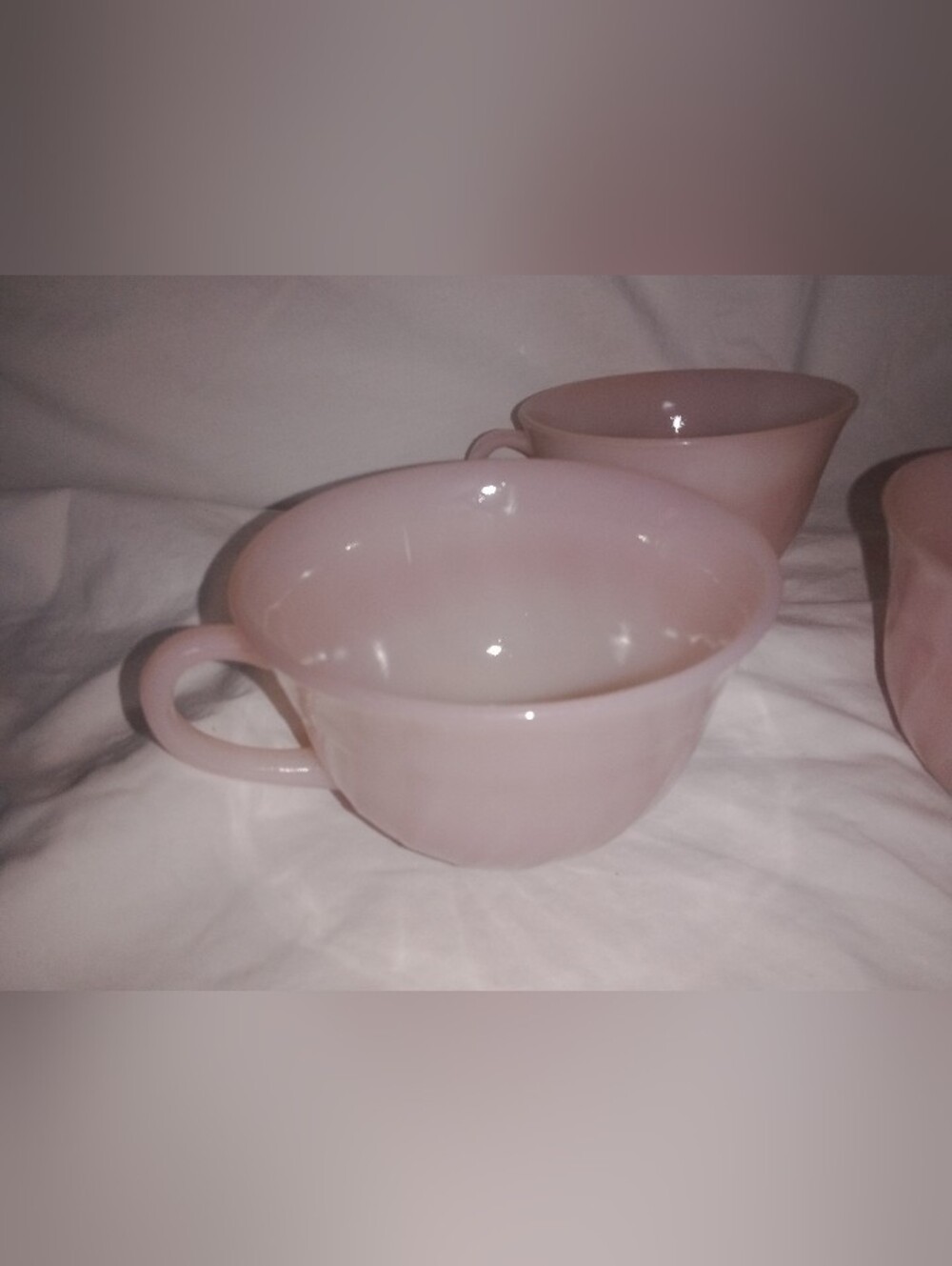 Vintage Mid Century MCM Fire King Pink Swirl Tea Coffee Cup Set of 3 Boho 50s - Picture 5 of 11